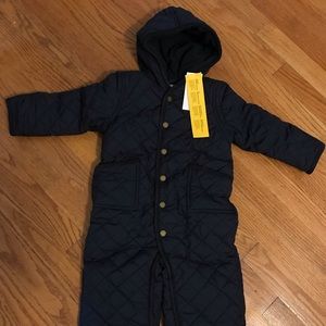 Navy blue snap up boys Ralph Lauren snowsuit